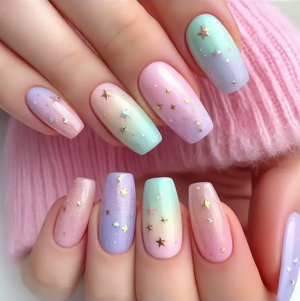 Top Nail Colors for Summer 2025 Pastel Stardust Dream